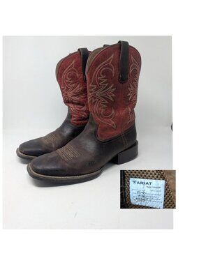 Ariat Cowboy Leather Boots 10D Brown Square Toe Pardner
